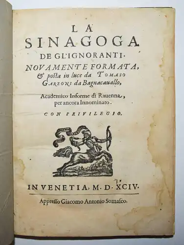 Garzoni, La Sinagoga degl’Ignoranti - 1594 - PSYCHOLOGIE - PSYCHOLOGY