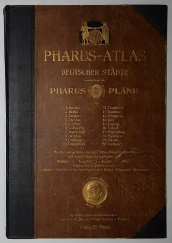 Thom, Pharus-Atlas deutscher Städte - 1917 FOLIO STADTPLAN AACHEN BERLIN BREMEN