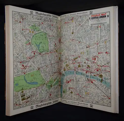 Thom, Pharus-Atlas deutscher Städte - 1917 FOLIO STADTPLAN AACHEN BERLIN BREMEN
