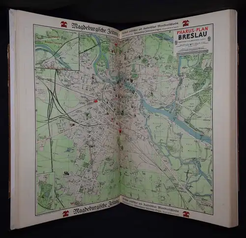 Thom, Pharus-Atlas deutscher Städte - 1917 FOLIO STADTPLAN AACHEN BERLIN BREMEN