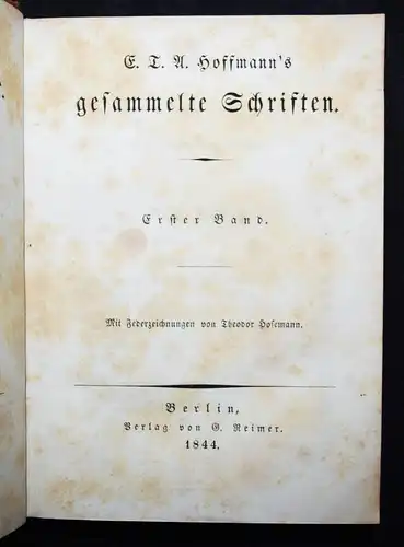 Hoffmann, Gesammelte Schriften 1844-1845 HALBLEDER-AUSGABE T. Hosemann J. Callot