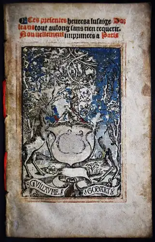 POSTINKUNABEL  1519 auf PERGAMENT - ALMANACH - Horae B.M.V. - Guillaume Godart