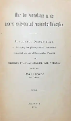 Grube, Über den Nominalismus - 1889 - Dissertation - Universalienstreit