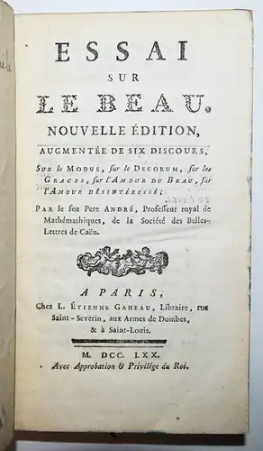 L’Isle Andre, Essai sur le beau - 1770 ÄSTHETIK AESTHETICS