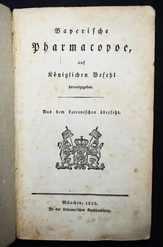 Bayerische Pharmacopoe - 1823 - BAVARICA BAYERN PHARMAZIE PHARMAKOLOGIE