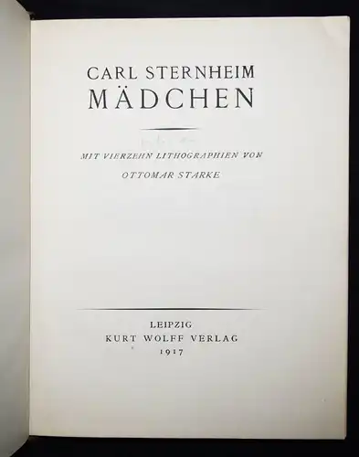 Sternheim, Mädchen - Wolff 1917 - Original-Lithographien von Ottomar Starke