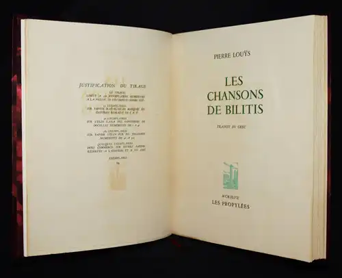 Louys, Les chansons de Bilitis 1947 NUM. 1/280 Ex.  M. Beaufume EROTIC EROTICA