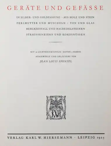 Sponsel, Das Grüne Gewölbe zu Dresden 1925 - FOLIO-BÄNDE - GOLDSCHMIEDEKUNST