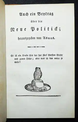 Claudius, Auch ein Beytrag über die Neue Politick - 1794 ERSTE AUSGABE - POLITIK