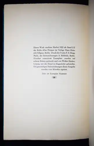 Wilde, Der Geburtstag der Infantin 1922 VORZUGSAUSGABE Eines von 100 Exemplaren