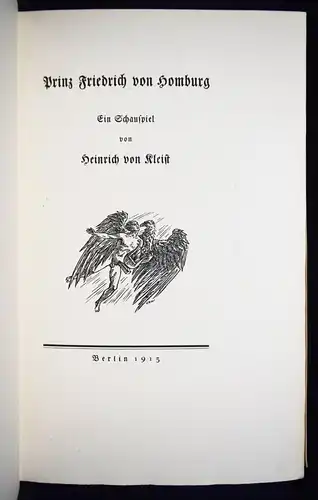 Kleist, Prinz Friedrich von Homburg.  PRESSENDRUCK Maximilian-Gesellschaft 1913