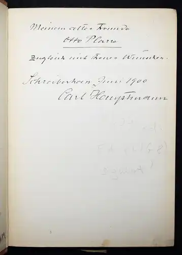 Hauptmann, Aus meinem Tagebuch. S. Fischer 1900 SIGNIERT WIDMUNGSEXEMPLAR