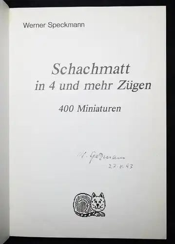 Speckmann, Schachmatt in 4 und mehr Zügen - 1993 -  SCHACH - CHESS