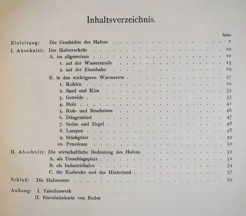 Barck, Der Karlsruher Rheinhafen - 1909 - HAFENWIRTSCHAFT KARLSRUHE HAFEN RHEIN