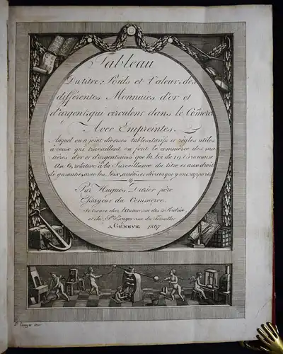 Darier, Tableau du titre, poids et valeur…1807 NUMISMATICS TRADING HISTORY