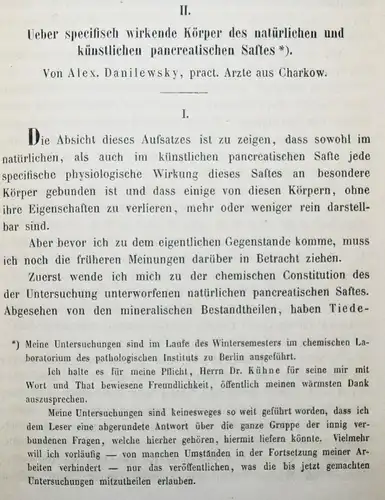Danilewsky, Ueber specifisch wirkende Körper…1862 PANKREAS BAUCHSPEICHELDRÜSE