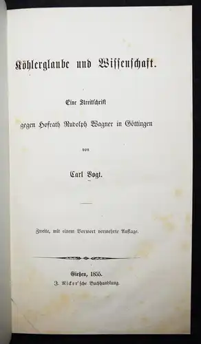 Vogt, Köhlerglaube und Wissenschaft - 1855 SOZIALISMUS