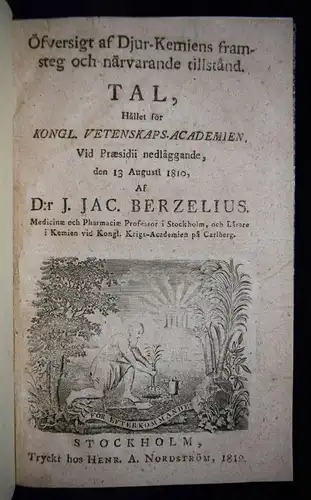 Berzelius, Öfversigt af Djur-Kemiens framsteg... 1810 CHEMICS
