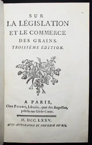 Necker, Sur la législation et le commerce des grains 1775 FINANZPOLITIK