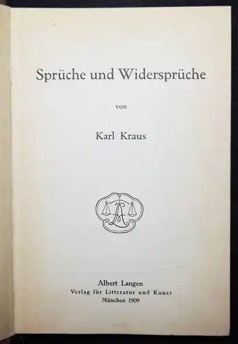 Kraus, Sprüche und Widersprüche - 1909