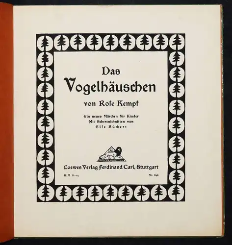 Kempf. Vogelhäuschen - 1919 SCHERENSCHNITTE Else Bückert SCHATTENBILDER