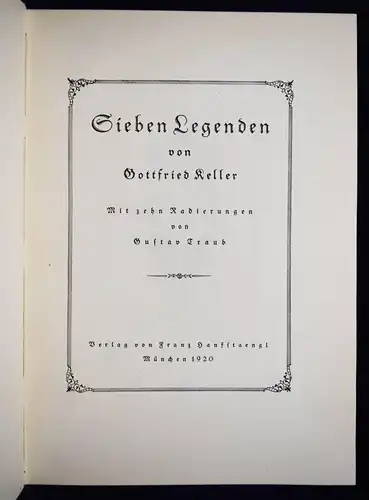 Keller, Sieben Legenden. Hanfstaengl 1920 ORIG.-RADIERUNGEN SIGNIERT G. TRAUB