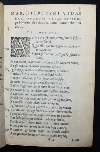 Vida, Opera. Quorum catalogum sequens... 1567 - Schach-Gedicht Scacchia Ludus