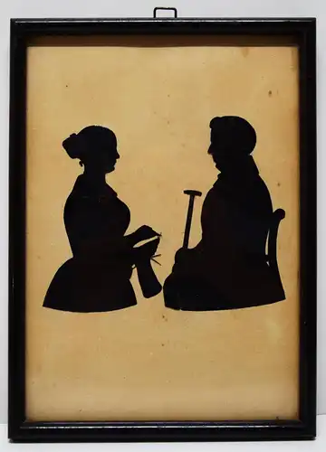 ORIGINAL-BIEDERMEIER-SCHERENSCHNITT um 1840 SILHOUETTE Das Ehepaar Krippendorf
