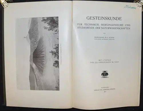 Rinne, Gesteinskunde - 1901 - ERSTE AUSGABE - Mineralogie - Geologie