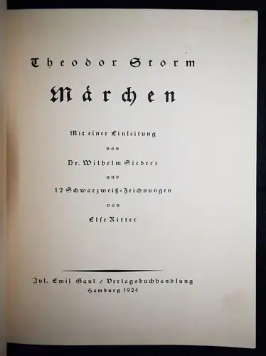 Storm, Theodor. Märchen 1924 ELSE RITTER - SCHERENSCHNITTE SCHATTENBILDER