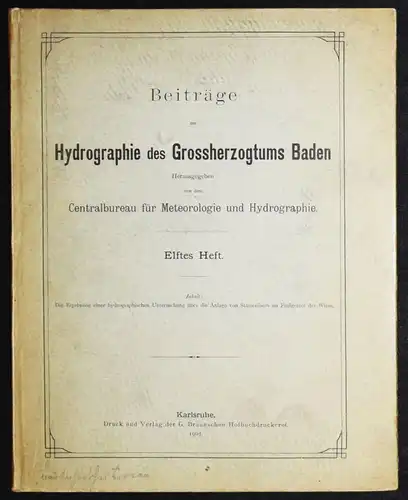 Babo, Die Ergebnisse einer hydrographischen Untersuchung - 1905 HYDRORAPHIE