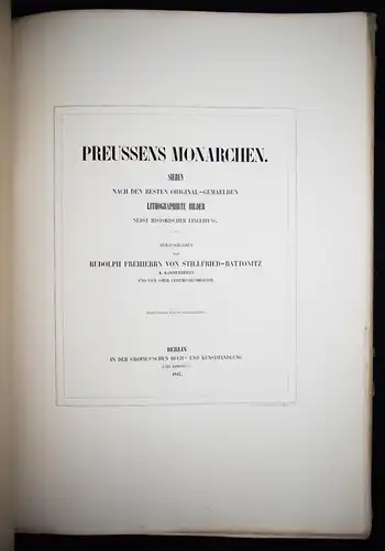 Stillfried-Alcantara, Preussens Monarchen - 1847 GENEALOGIE PREUSSEN Preußen