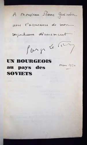 Le Fevre, Un bourgeois au pays des Soviets 1929  SIGNIERT WIDMUNG UDSSR UNION