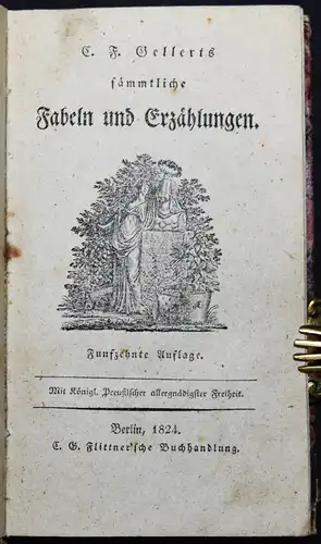 Gellert, Sämmtliche Fabeln und Erzählungen 1824 -  J. J. Kirchhoff