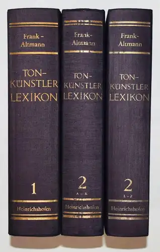 Altmann, Kurzgefaßtes Tonkünstler-Lexikon 1971-1978 GESANG SÄNGER