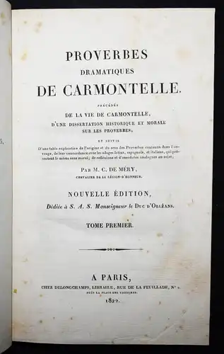 Carmontelle. Proverbes dramatiques - 1822