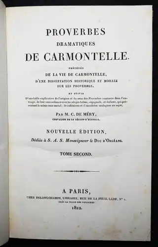 Carmontelle. Proverbes dramatiques - 1822