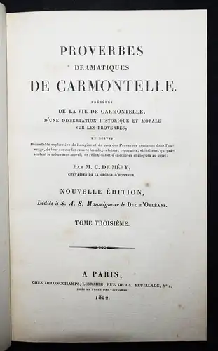 Carmontelle. Proverbes dramatiques - 1822