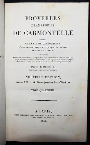 Carmontelle. Proverbes dramatiques - 1822