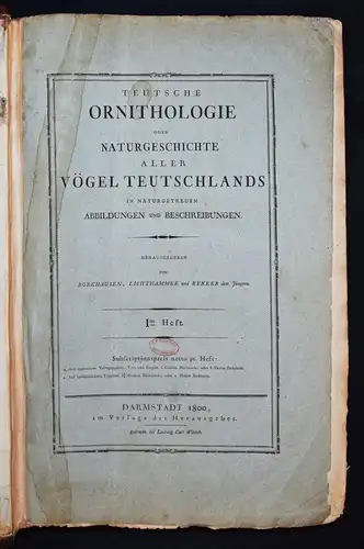 Susemihl, Teutsche Ornithologie 1800 IMPERIAL-FOLIO ! Teutschlands VÖGEL BIRDS