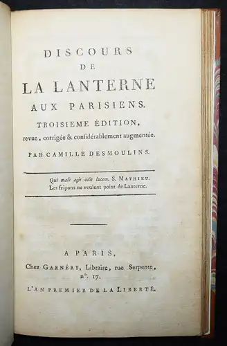 Desmoulins, Opuscules de l’an 1 de la liberte 1790 FRENCH REVOLUTION