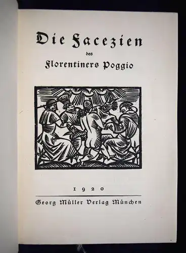 Poggio Bracciolini, Die Facezien des Poggio 1920 NUMMERIERT ORIG.-HOLZSCHNITTE