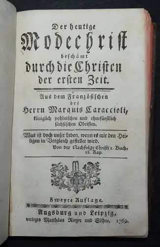 Caraccioli, Die ruffende Stimme der Wahrheit wider die heutige Freyden 1767