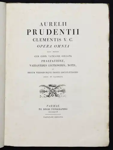 Bodoni – Prudentius, Opera omnia - 1788 TYPOGRAPHIE PRESSENDRUCK