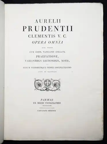 Bodoni – Prudentius, Opera omnia - 1788 TYPOGRAPHIE PRESSENDRUCK