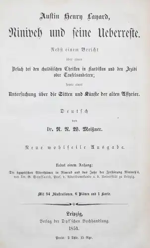 Layard, Niniveh und seine Ueberreste - 1854 ÄGYPTEN ARCHÄOLOGIE