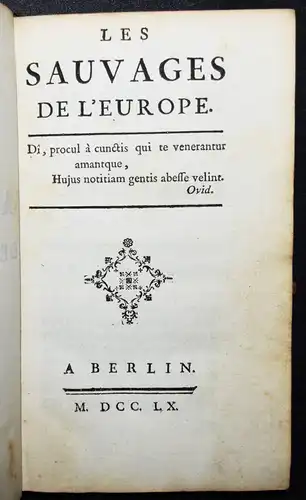 Lesuire, Les Sauvages de l’Europe - 1760 SATIRE ENGLAND TRIVIALLITERATUR
