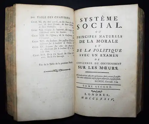 Holbach, Systeme social ou principes naturels...1774 POLITICS POLITIK SOZIOLOGIE