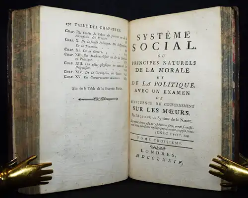 Holbach, Systeme social ou principes naturels...1774 POLITICS POLITIK SOZIOLOGIE