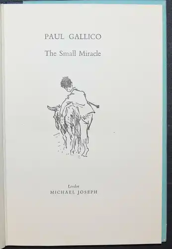 Gallico, The small miracle - 1953 signed Widmungsexemplar